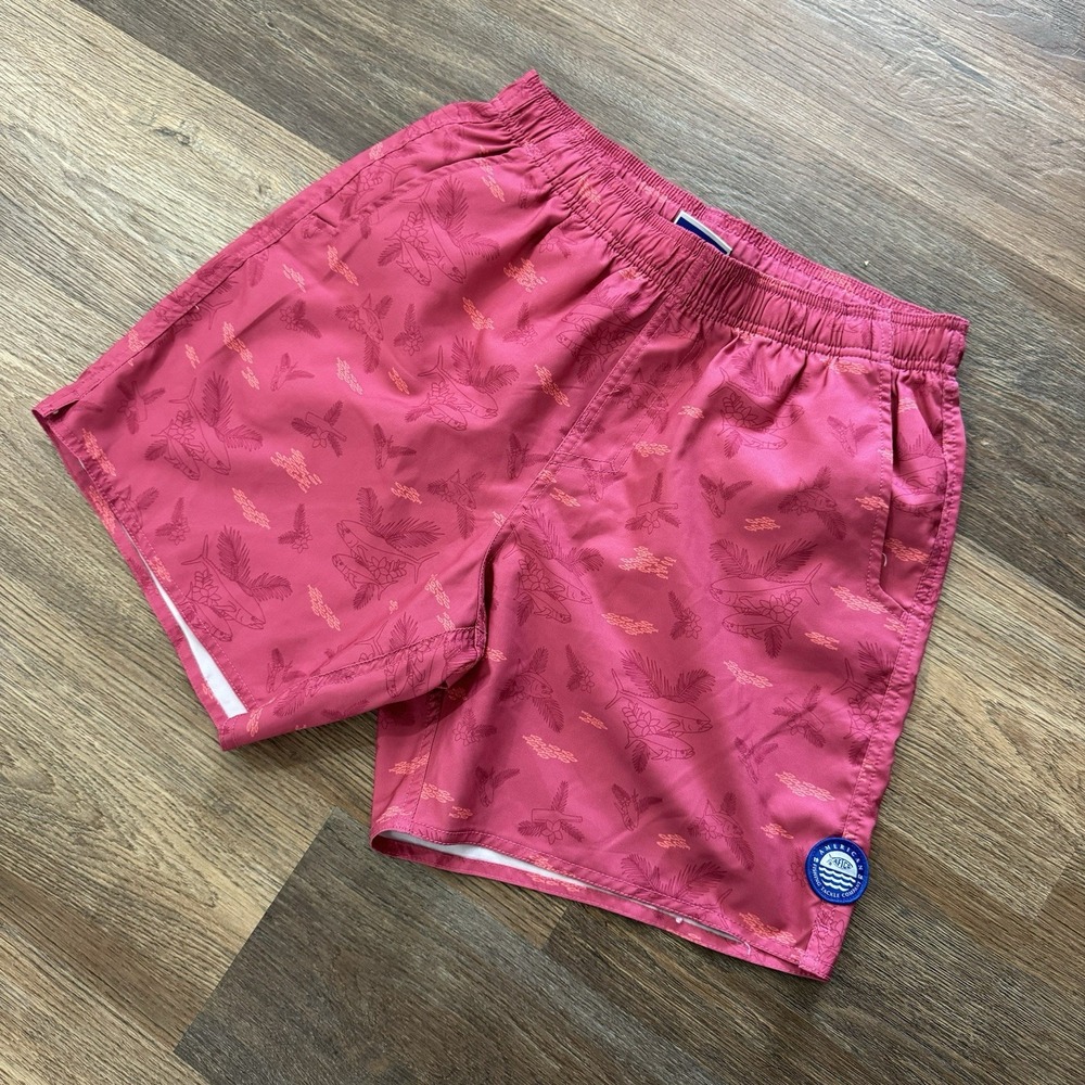 Aftco‎ AOP Pink Orange Fish Swim Trunks Men's Sz Small Lined